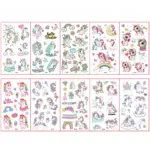 *קעקועי יוניקורן זמניים לילדים – 10 דפים במארז* 🦄