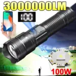 *פנס לד חזק במיוחד 300000LM עם תצוגת טעינה USB 🔦*