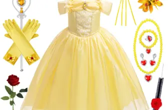 *שמלת נסיכה מהאגדות – תחפושת בל והחיה לילדות* 👑✨