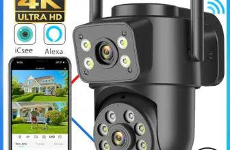 *מצלמת אבטחה חיצונית WiFi 4K עם עדשה כפולה ומסכים כפולים* 🔍🔒