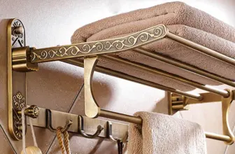 *מתלה מגבות אלומיניום מתקפל וינטאג' עם ווים* 🚿