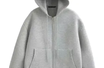 *ג'קט סתיו אפור לנשים עם כובע וכיסים גדולים* 🧥