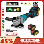 *משחזת זווית אלחוטית 7 מהירויות GISAM – 125MM עם מנוע ללא פחמים!* ⚡🔧