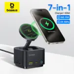 *מטען אלחוטי מגנטי Baseus Qi2 15W עם חיבורי HUB מובנים* 🔌🔄