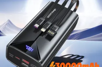 *סוללת גיבוי QOOVI 30000mAh עם טעינה מהירה 22.5W וכבל מובנה* 🔋⚡