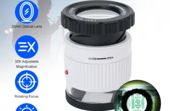 *זכוכית מגדלת LED עם סקאלה מדידה 30X*