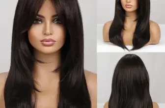 *פאה סינטטית איכותית בצבע חום כהה/שחור עם פוני* 👩‍🦰