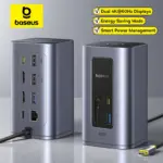*מרכזת Baseus 12-ב-1 עם חיבור HDMI 4K, יציאות USB וחיבור רשת* 🔌💻