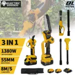 *מסור חשמלי טלסקופי 3 ב-1 ללא מברשות – פתרון מושלם לגינה! 🌳⚡*