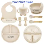 *סט האכלה לתינוק מסיליקון עם שם אישי מותאם* 🍽️👶