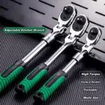 *מפתח ראצ'ט מקצועי מתכוונן 1/4-1/2 אינץ' עם ידית מתארכת* 🔧