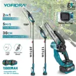 *מסור שרשרת טלסקופי חשמלי 8 אינץ' ללא פחמים – למקיטה 18V* ⚡🌳