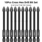 *🔥 סט 10 מקדחים מקצועיים לאריחים/זכוכית/קרמיקה 🔥*