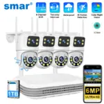 *🎥 מערכת מצלמות אבטחה WiFi חכמה 6MP עדשה כפולה + מקליט 8 ערוצים*