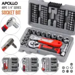 *🔧 ערכת רצ'ט מקצועית Apollo 1/4" עם מברגים ומטביות*