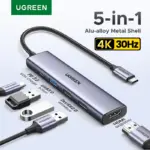 *מתאם USB-C 5 ב-1 של UGREEN – HDMI 4K + טעינה 100W + USB 3.0* 🔌🖥️