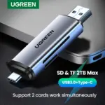 *קורא כרטיסים UGREEN – USB3.0 & USB-C לכרטיסי SD/MicroSD* 💻🔌