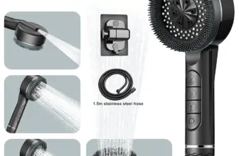 *🚿 ראש מקלחת מסאז' 4 מצבים עם פילטר מובנה ומברשת סיליקון*