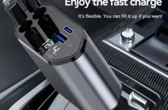 *מטען רכב 4 ב-1 עם כבל נשלף וטעינה מהירה 120W* ⚡🚗