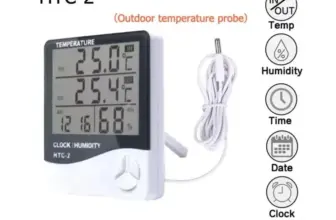 *מד טמפרטורה ולחות דיגיטלי LCD עם שעון – HTC-2*