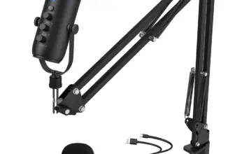 *🎙️ מיקרופון USB מקצועי להקלטות Haomuren עם זרוע מתכווננת*