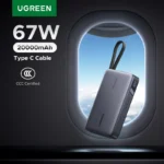 *🔋 UGREEN פאוור בנק 20000mAh עם כבל TYPE-C מובנה – 67W*