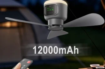 *מאוורר תקרה נייד נטען 12000mAh עם שלט ותאורת LED* 🌀💨