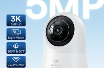 *מצלמת אבטחה חכמה Baseus 5MP – איכות 3K עם WiFi כפול!* 🎥