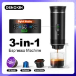 *☕ מכונת אספרסו ניידת DENOKIN עם מסך דיגיטלי – 3 ב-1 לרכב, בית וקמפינג*