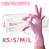 *כפפות ניטריל ורודות חד פעמיות – חבילת 100/50/20 יחידות* 🧤