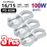 *סט 3 כבלי USB-C איכותיים לטעינה מהירה 100W* 🔌