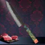 *סכין שף יפני מפלדת דמשק מחושלת ידנית – 8 אינץ' 🔪*