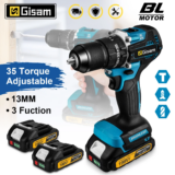 *מקדחה חשמלית 13 מ"מ Gisam טורק 35+3 ללא חוטים – מתחרה מוצלח למקיטה!* 🔌🔩