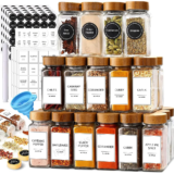 *סט 13 צנצנות זכוכית לתבלינים עם מכסה במבוק* 🌿🧂