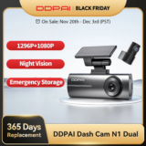 *מצלמת רכב DDPAI N1 Dual – מצלמה קדמית ואחורית באיכות 1296P* 🚗📹