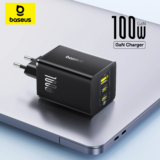 *מטען מהיר Baseus 100W GaN עם 4 יציאות USB לכל המכשירים שלכם* 🔌💪