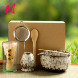 *סט תה מאצ'ה יפני מסורתי – 6 חלקים מבמבוק* 🍵