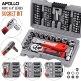*סט מפתחות ראצ'ט מקצועי Apollo 1/4" עם ביטים – הפתרון המושלם לכל תיקון!* 🔧