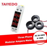*מד זרם דיגיטלי תלת פאזי למסילת DIN – עד 500V ו-100A עם תצוגת LED* ⚡
