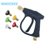 *אקדח מים בלחץ גבוה – ידית קצרה מסגסוגת אלומיניום עם 5 חרירים + מתאם קרשר* 💧🚗