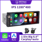 *נגן מולטימדיה לרכב IPS 6.9 אינץ' עם CarPlay ו-Android Auto* 🚗🎵