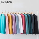 *חולצת טי ארוכה מכותנה 100% – סטייל קוריאני מושלם!* 👕✨