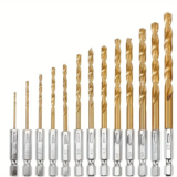 *🔩 סט 13 מקדחים טיטניום עם ידית משושה 1.5-6.5 מ"מ*
