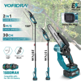 **מסור חשמלי טלסקופי 8 אינץ' ללא מברשות למבצע מטורף!** ⚡🌳