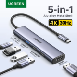 *מתאם USB-C 5 ב-1 של UGREEN – HDMI 4K + טעינה 100W + USB 3.0* 🔌🖥️
