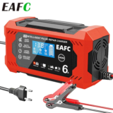 *מטען חכם לסוללות רכב ואופנוע 12V 6A עם מסך LCD 🔋🚗*