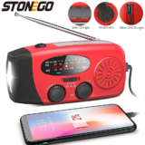 *רדיו חירום סולארי רב-שימושי STONEGO – עם דינמו יד, פנס ומטען לטלפון 🔋☀️*