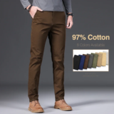 *👖 מכנסי קז'ואל לגברים – כותנה 97% | שחור/חאקי/ירוק צבאי*