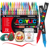*🎨 סט 72 טושי אקריליק מקצועיים – ראש דק + ראש מכחול!*