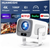 *מקרן 4K נייד HUAWEISHI – קולנוע ביתי אמיתי בכל מקום! 🎬🔥*